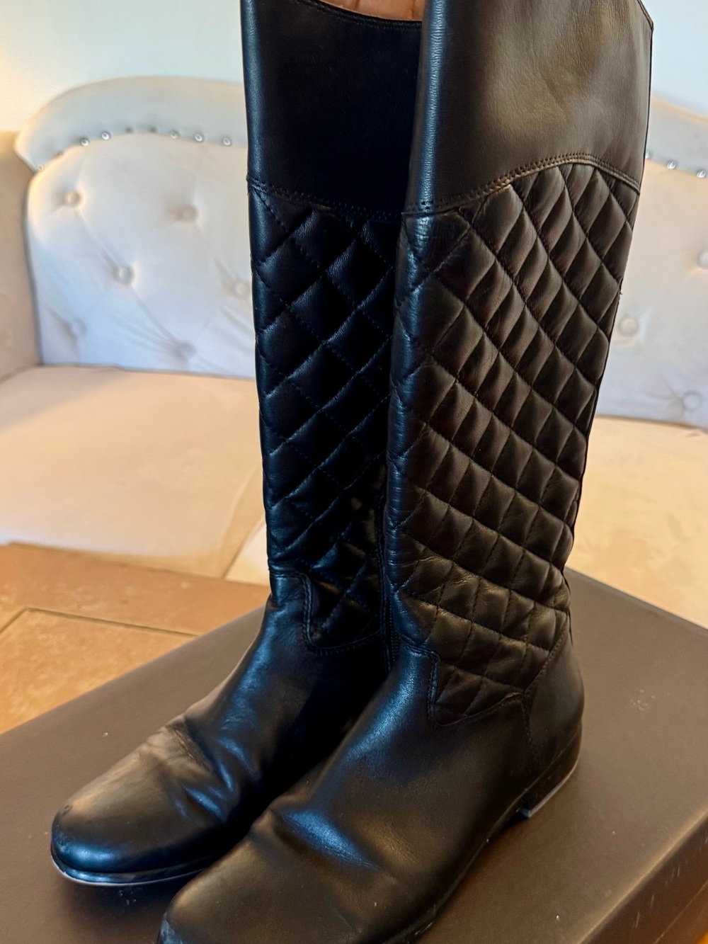 Corso Como SAN ANGELO Black Quilted Knee high Leather Boots
